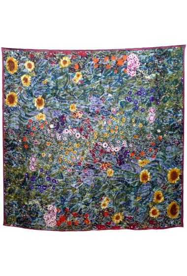 Wholesaler Maison Fanli - Silk scarf - Klimt Sunflower Garden