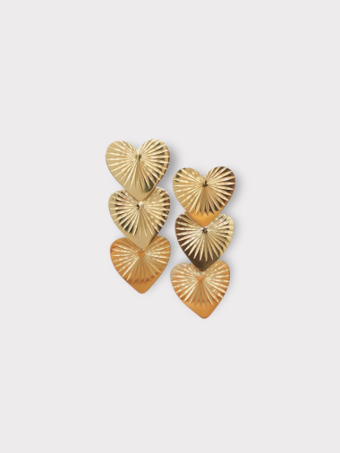 Wholesaler MAISON OKAMI - Stainless steel earrings - heart trio