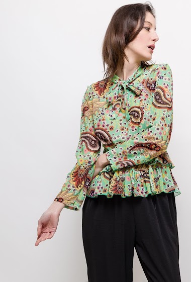 Wholesaler MAR&CO Accessoires - Blouse with ruffles and print