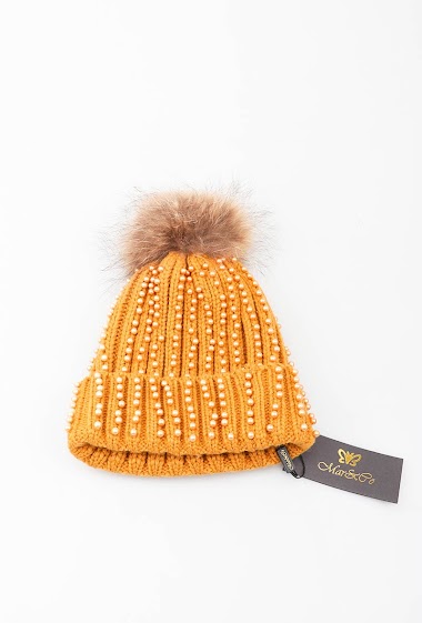 Wholesaler MAR&CO Accessoires - Rib beanie with pom and pearls