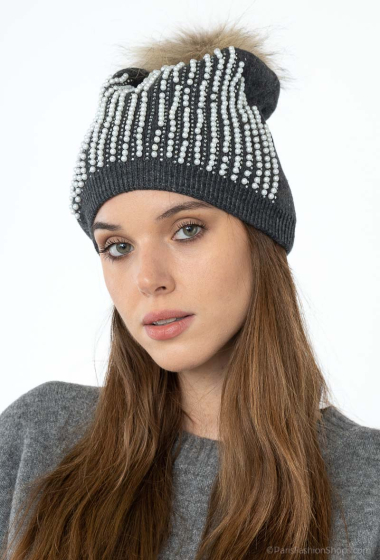 Wholesaler MAR&CO Accessoires - Rib beanie with pom and pearls