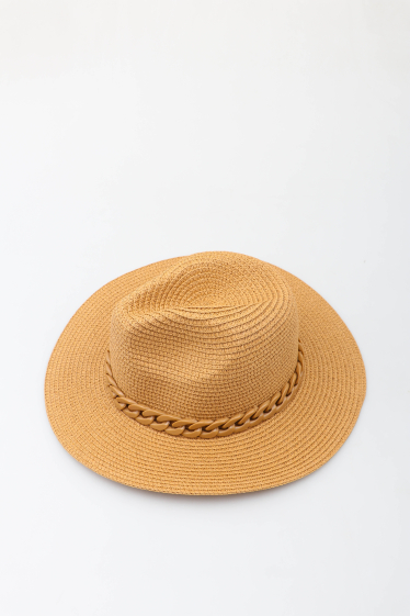 Grossiste MAR&CO Accessoires - Chapeau de paille panama avec chaine en plastique