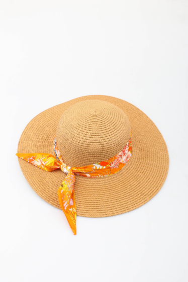 Grossiste MAR&CO Accessoires - Chapeau grande visière imitation paille avec nœud fleur