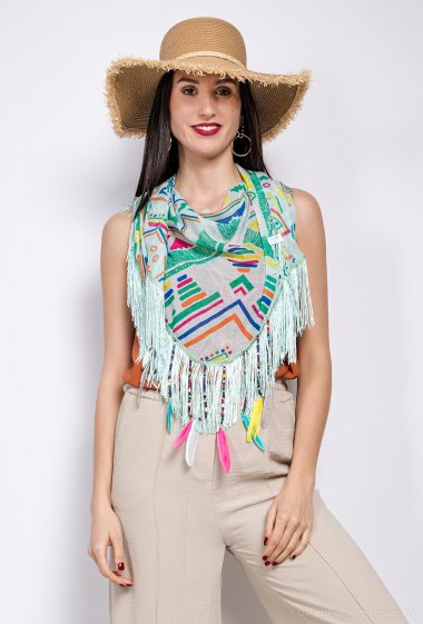 Wholesalers MAR&CO Accessoires - Printed triangle scarf with fringes