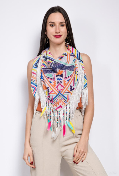 Wholesaler MAR&CO Accessoires - Printed triangle scarf with fringes