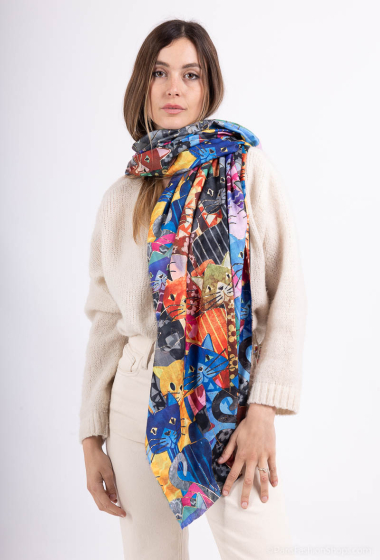 Wholesaler MAR&CO Accessoires - Cat print scarf with gold