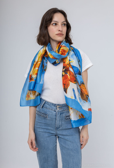 Wholesaler MAR&CO Accessoires - Floral print silk touch scarf
