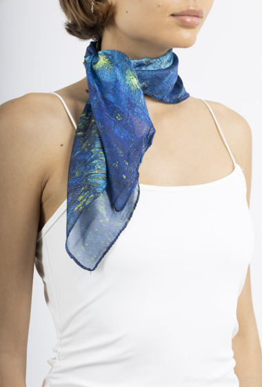 Grossiste MAR&CO Accessoires - foulards carre soie imprimé digital 60*60cm