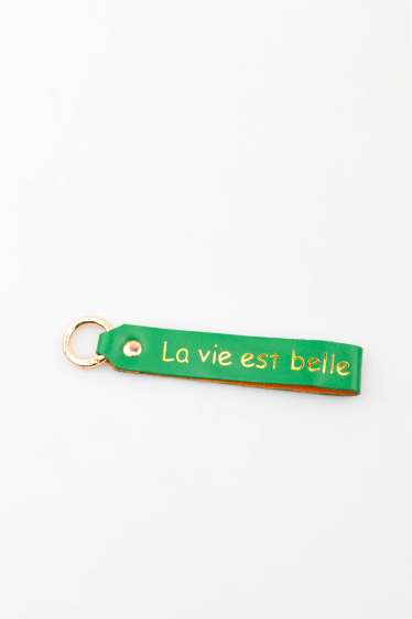 Wholesaler MAR&CO Accessoires - leather key ring printed “life is beautiful”