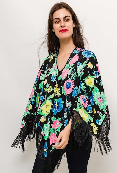 Wholesaler MAR&CO Accessoires - Floral kimono with fringes