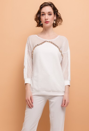 Wholesaler MAR&CO - Sweatshirt with fishnet yoke