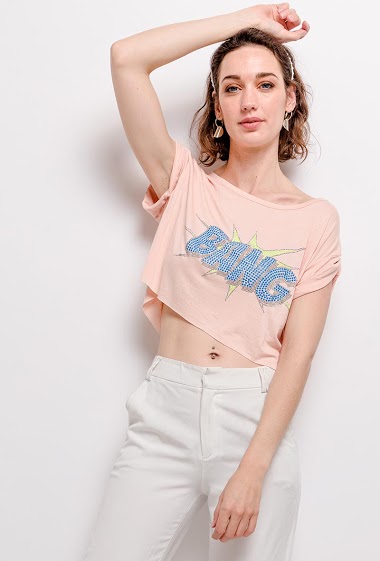 Wholesaler MAR&CO - Printed cropped t-shirt BANG