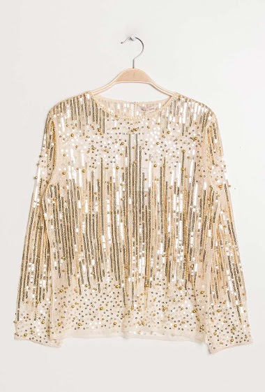 Wholesaler Marie June - Transparent blouse with sequins