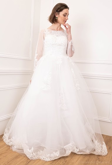 Wholesalers Marie June - Embroidered wedding dress with sequins