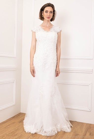 Wholesaler Marie June - Embroidered wedding dress with sequins