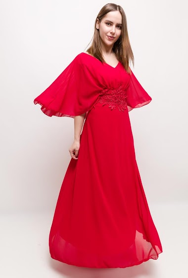 Wholesalers Marie June - Maxi dress with applied lace - Plus Size