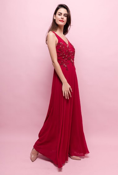Wholesaler Marie June - Maxi evening dress with pearls