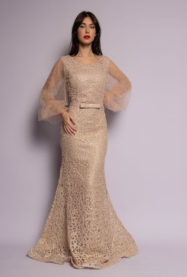 Wholesaler Marie June - Sparkly dress with pearls and embroidery