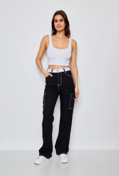 Wholesaler Marivy - White waist cargo jeans