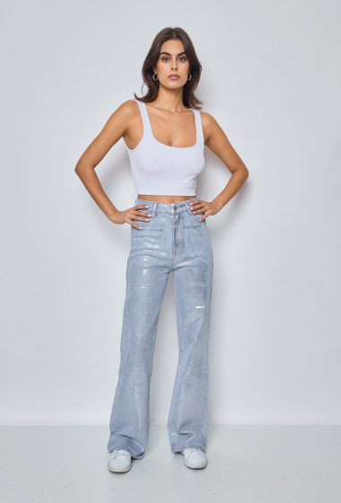 Wholesaler Marivy - Stretch metallic wide-leg jeans