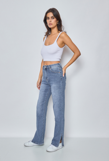 Wholesaler Marivy - Straight stretch jeans with slit