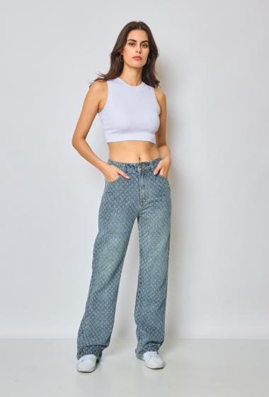 Wholesaler Marivy - Vintage-pattern wide-leg jeans