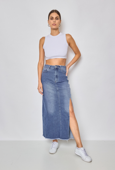 Wholesaler Marivy - Long stretch side slit skirt