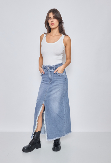 Wholesaler Marivy - Long fringe skirt