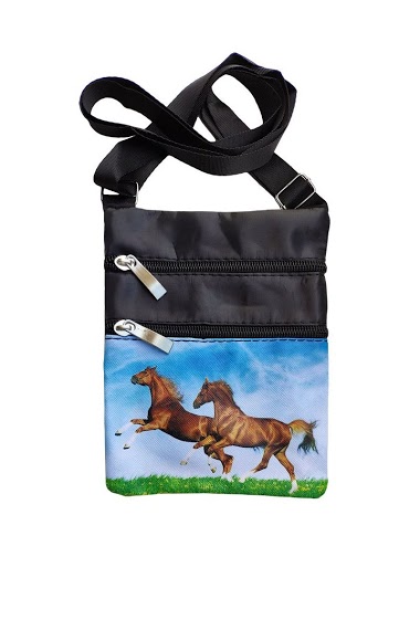 Grossiste Maromax - Sac pochette plate toile cheval