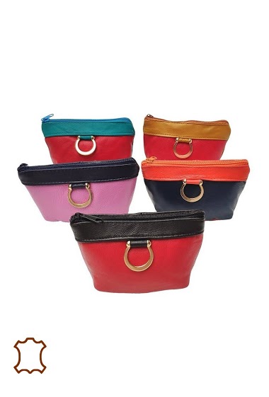 Two-color leather purse