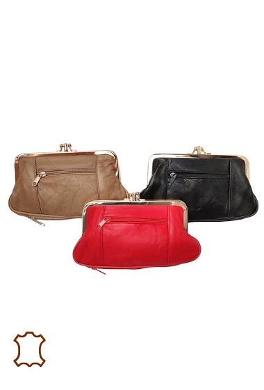 Large leather clasp purse