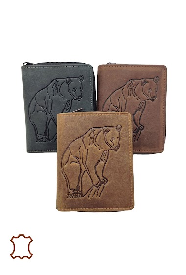 Oily leather bear coin purse