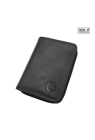 Leather zip rfid wallet