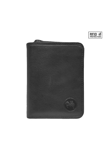 Leather zip rfid wallet