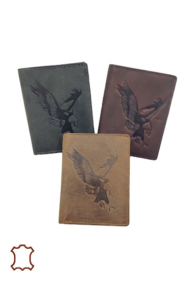 Oily leather eagle wallet