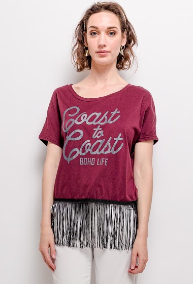 Grossiste MAR&CO - T-shirt COAST TO COAST avec franges