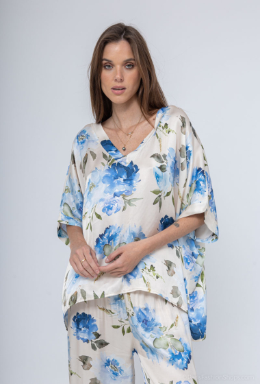Wholesaler Max & Enjoy (Vêtements) - Flowy printed silk blend blouse