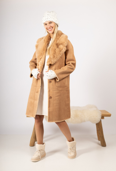 Wholesaler Max & Enjoy (Vêtements) - Long reversible leather effect coat