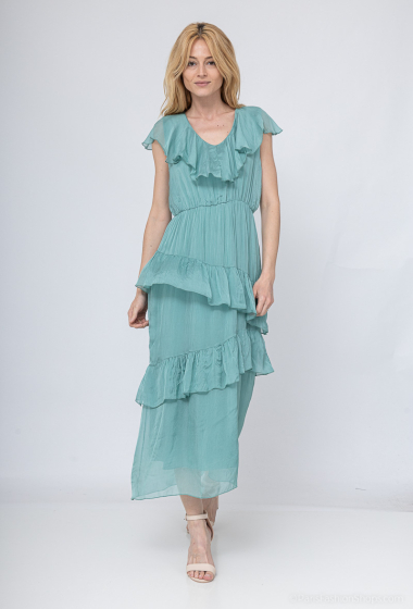 Großhändler Max & Enjoy (Vêtements) - Kleid aus einer Seidenmischung mit Rüschen
