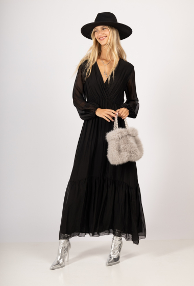 Großhändler Max & Enjoy (Vêtements) - Langes Kleid mit Dampfeffekt aus Seidenmischung