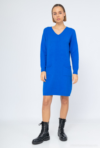 Großhändler Max & Enjoy (Vêtements) - Nahtloses Pulloverkleid mit V-Ausschnitt