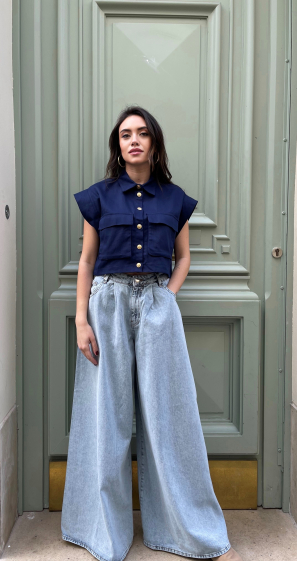 Großhändler MAXMILA PARIS - Locker geschnittene Jeans mit Bundfalten vorne – JONDA