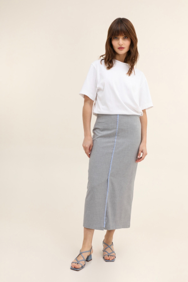 Wholesaler MAXMILA PARIS - Bi-material skirt with slit - NANCI