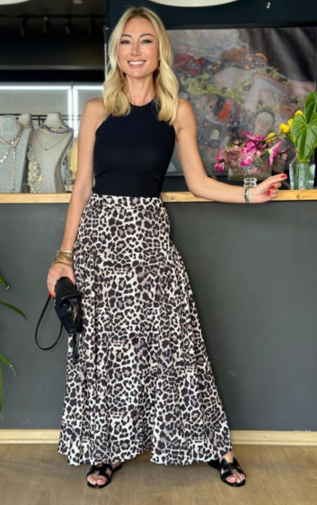 Wholesaler MAXMILA PARIS - Long leopard skirt - NICOLE