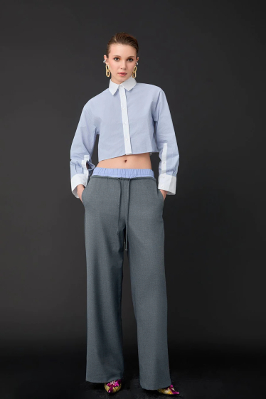 Grossiste MAXMILA PARIS - Pantalon ample avec détail à la taille - AMINA