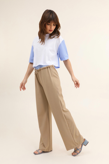 Wholesaler MAXMILA PARIS - Bi-material boxer effect pants at the waist - NANCY