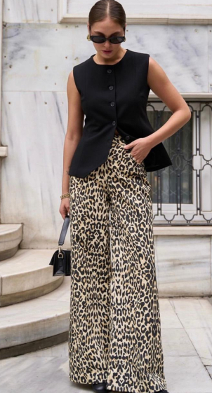 Grossiste MAXMILA PARIS - Pantalon  en jean Leopard - LEONA