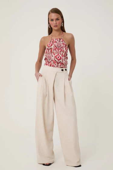 Wholesaler MAXMILA PARIS - High-waisted linen pants Natural - KARL