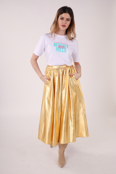 Wholesaler MAXMILA PARIS - Mid-length skater skirt with metallic effect - RACHY