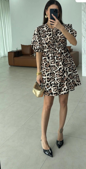 Mayorista MAXMILA PARIS - Vestido midi estampado leopardo - LEON